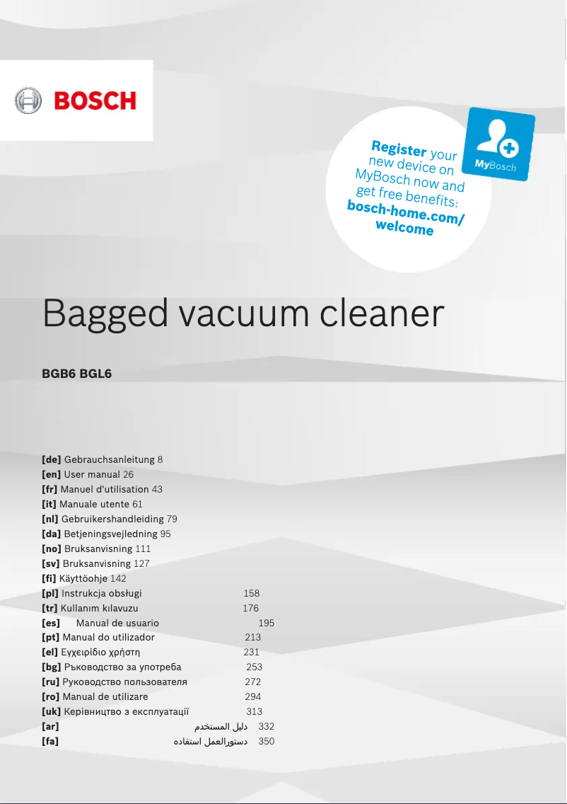 Page 1 of the manual User Manual Bosch BGB6X330