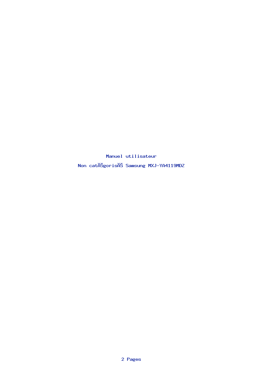 Page 1 de la notice Manuel utilisateur Samsung MXJ-YA4119MDZ