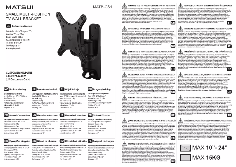 Page 1 de la notice Manuel utilisateur Matsui MATB-CS1