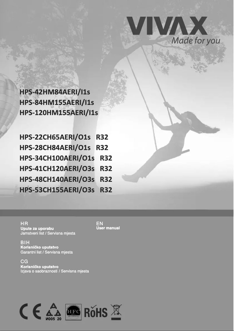 Página 1 del manual Manual de usuario Vivax HPS-28CH84AERI/O1s R32