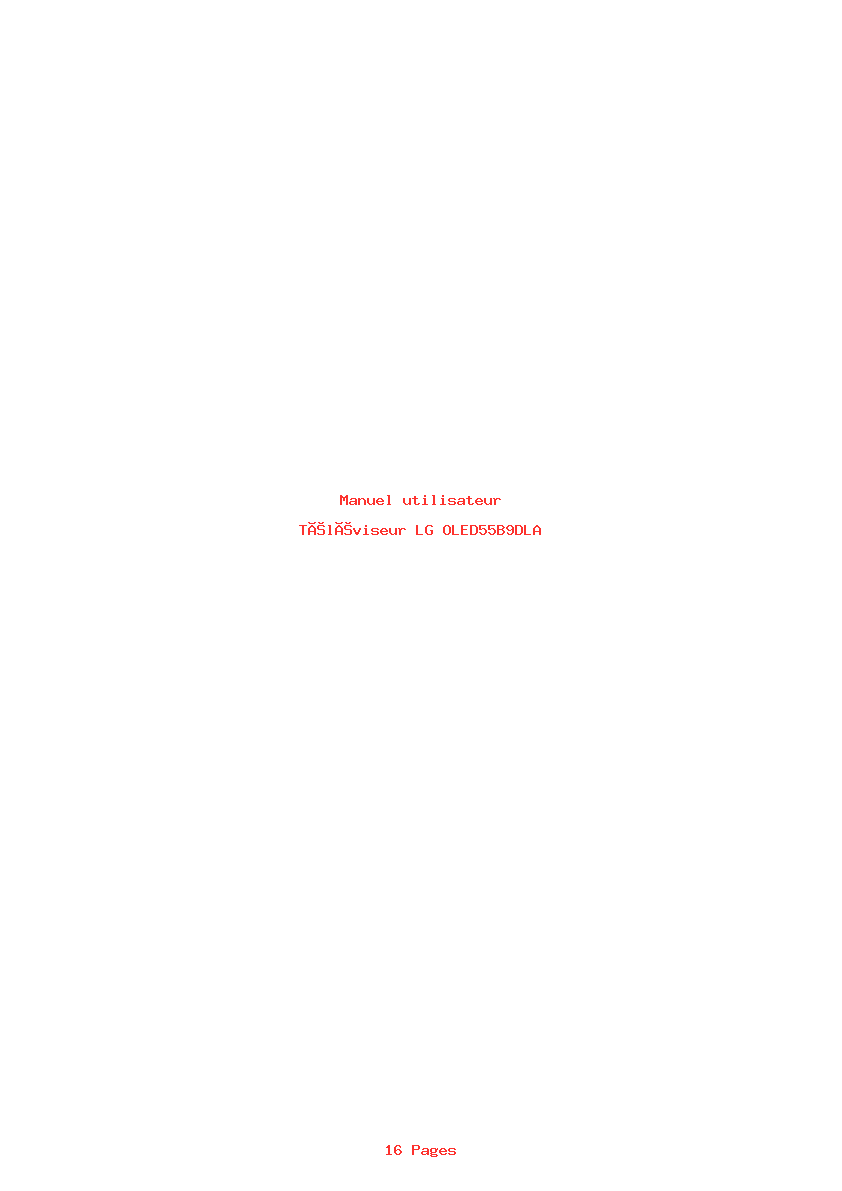 Page 1 de la notice Manuel utilisateur LG OLED55B9DLA