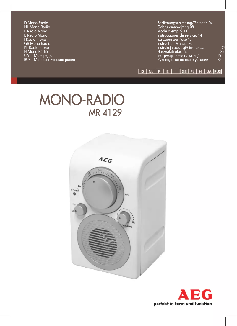 Page 1 de la notice Manuel utilisateur AEG MR 4129