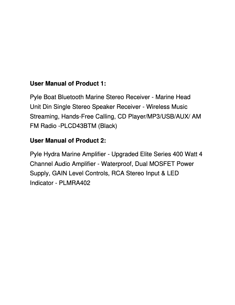 Page 1 of the manual User Manual Pyle PLCD43BTM