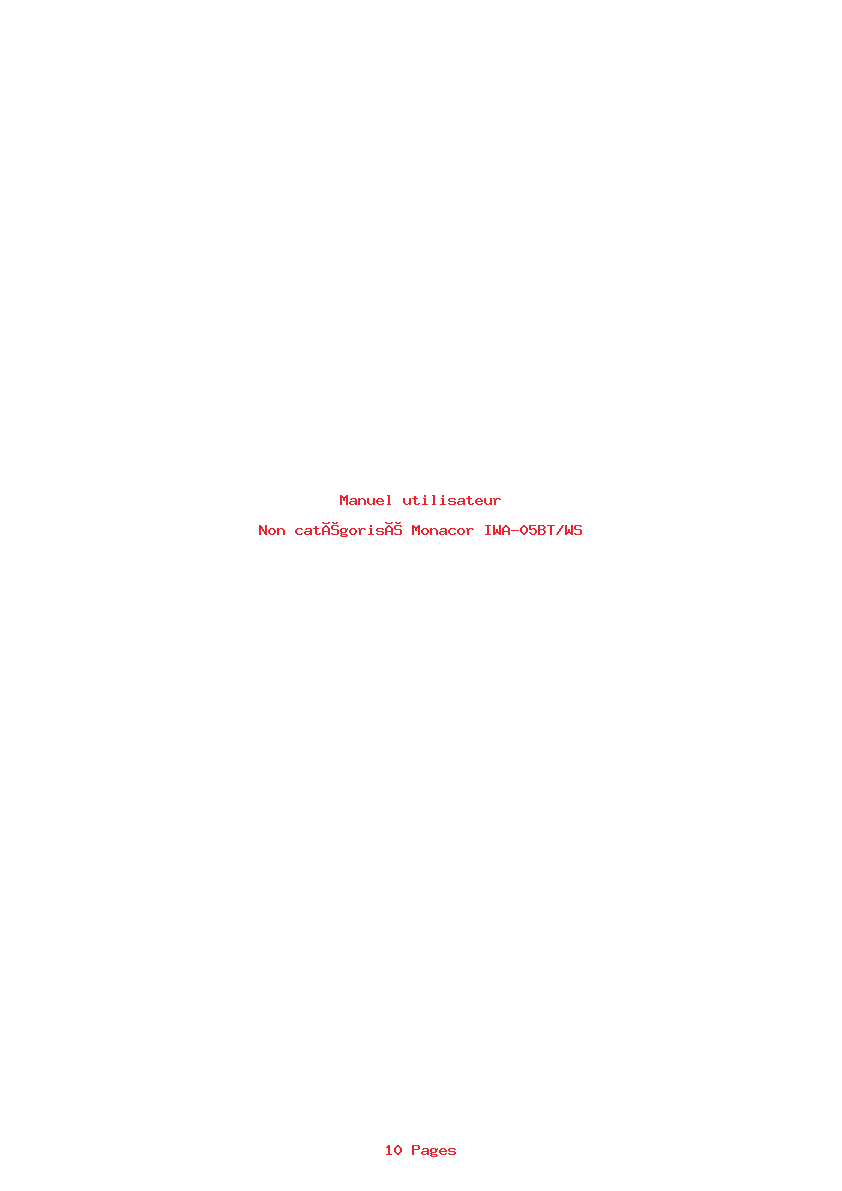 Page 1 de la notice Manuel utilisateur Monacor IWA-05BT/WS