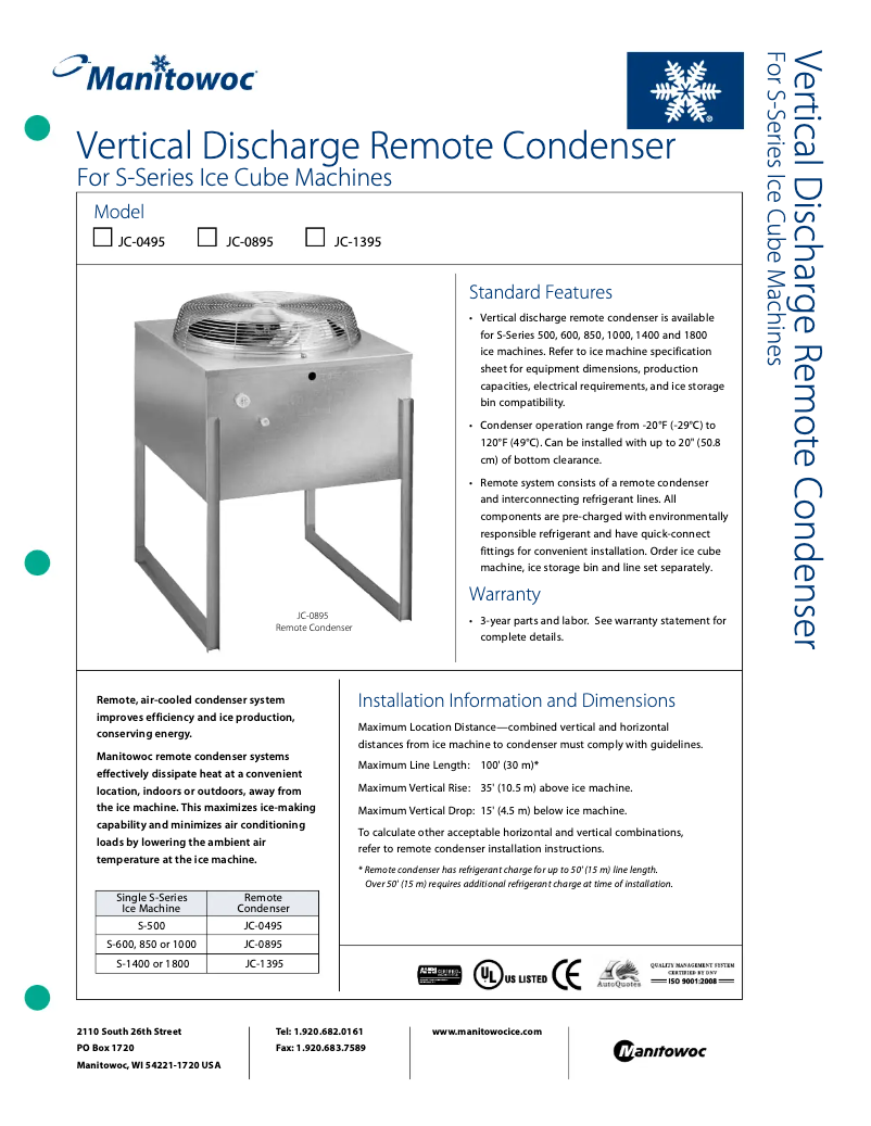 Página 1 del manual Manual de usuario Manitowoc JC-0495