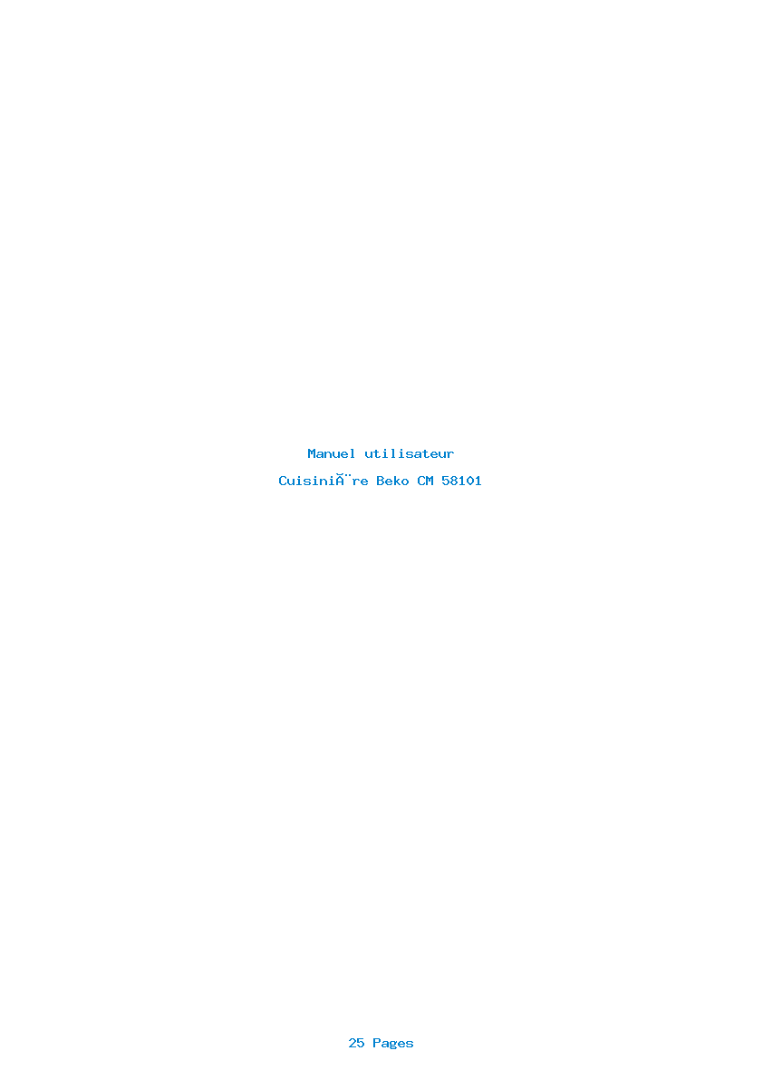 Page 1 de la notice Manuel utilisateur Beko CM 58101