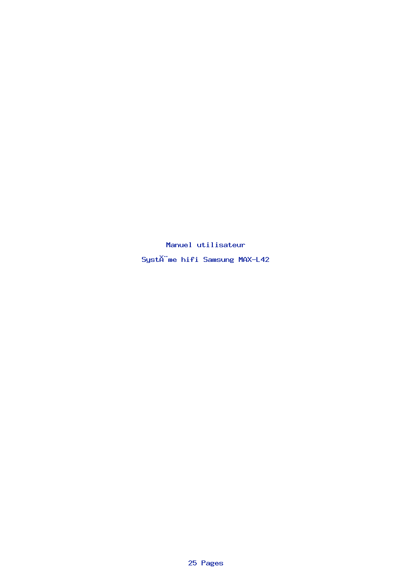 Page 1 de la notice Manuel utilisateur Samsung MAX-L42