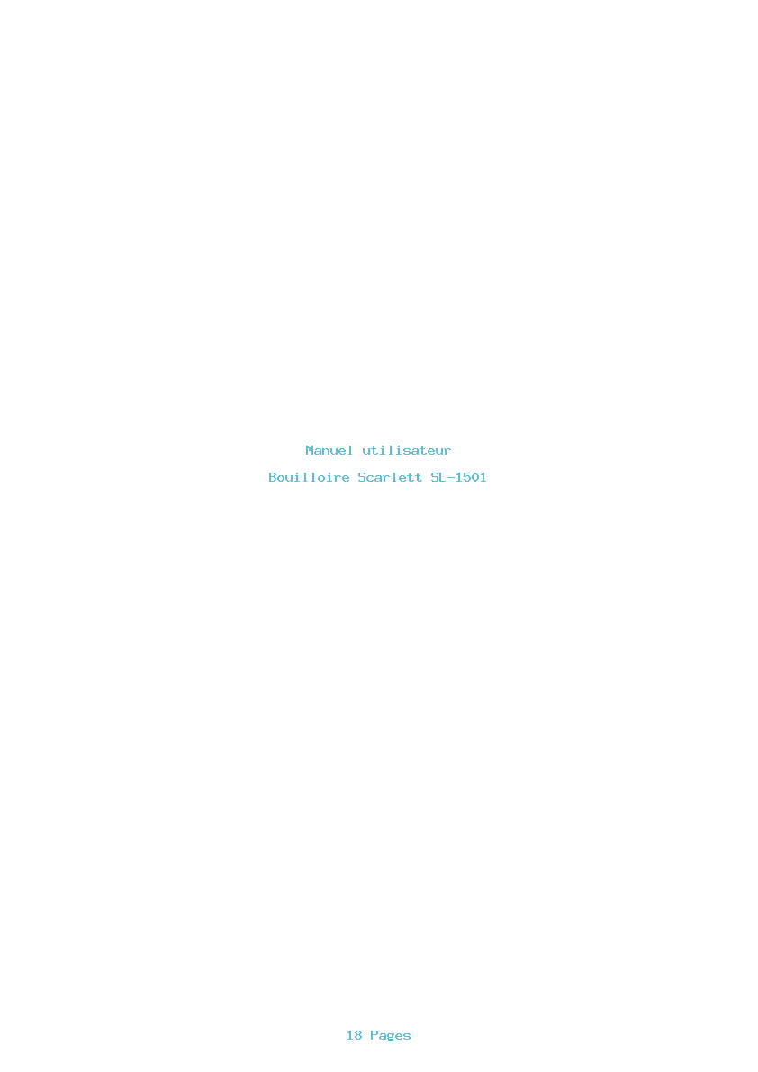 Page 1 de la notice Manuel utilisateur Scarlett SL-1501