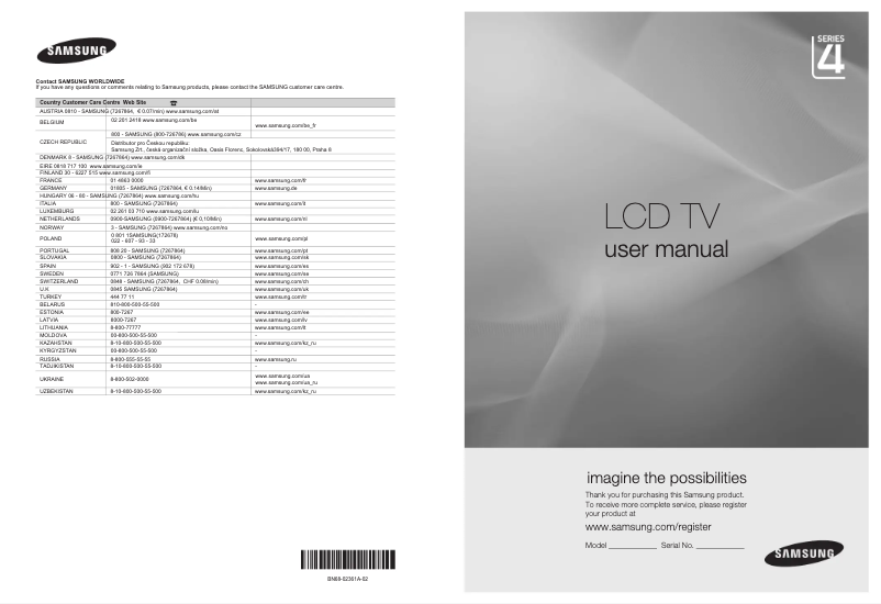 Page 1 de la notice Manuel utilisateur Samsung LE32B460B2W