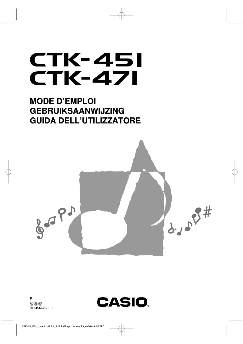 Page 1 de la notice Manuel utilisateur Casio CTK-471