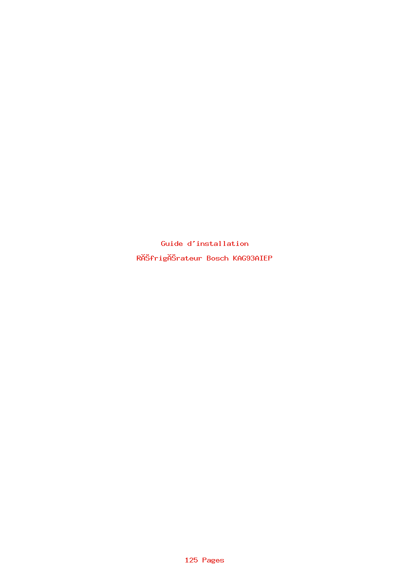Page 1 de la notice Guide d'installation Bosch KAG93AIEP