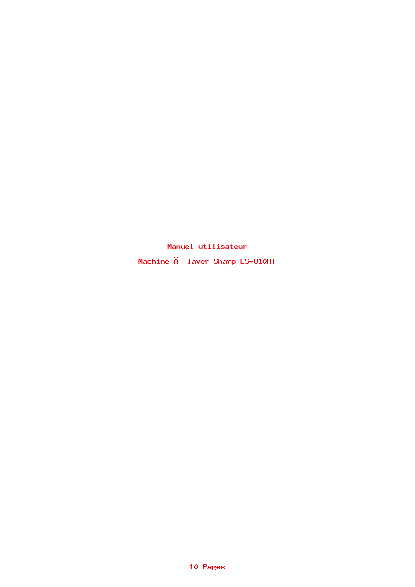 Page 1 de la notice Manuel utilisateur Sharp ES-U10HT