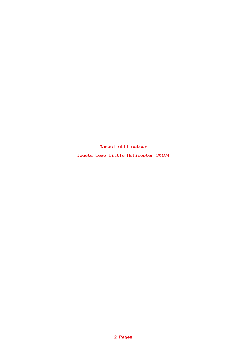 Page 1 de la notice Manuel utilisateur Lego Little Helicopter 30184