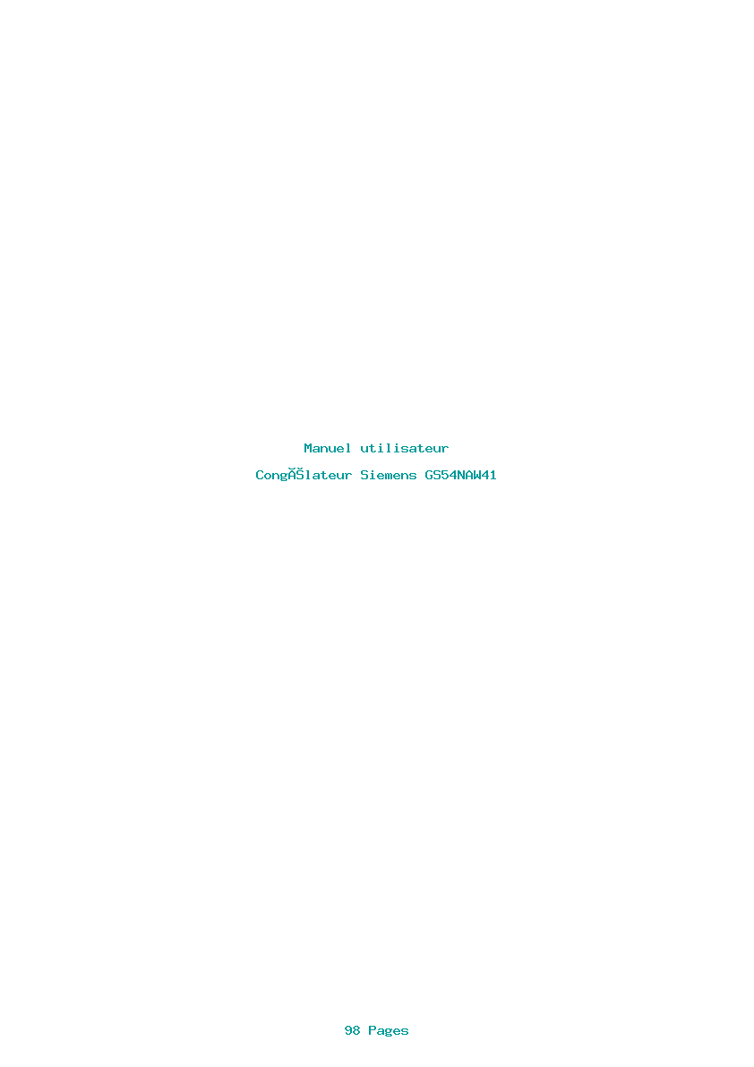Page 1 de la notice Manuel utilisateur Siemens GS54NAW41