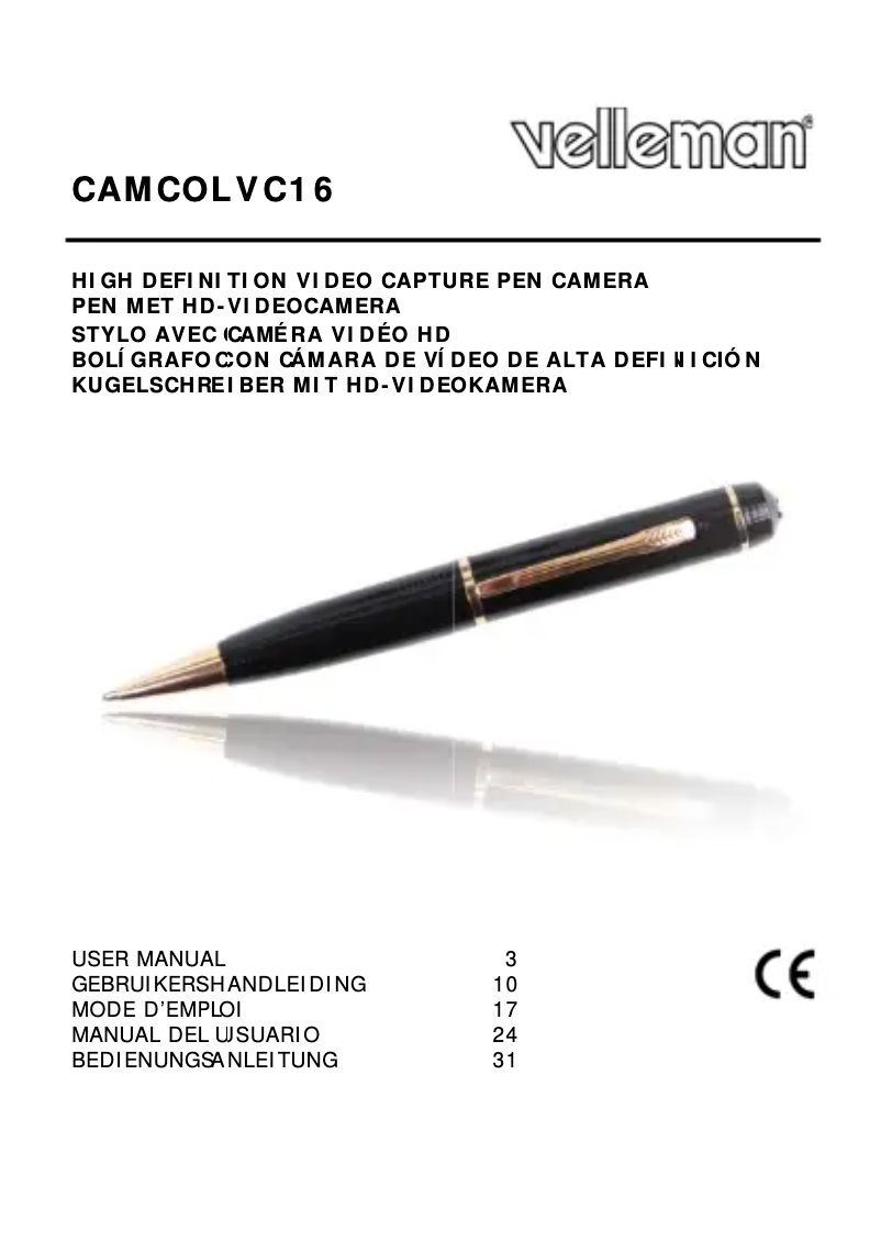 Page 1 de la notice Manuel utilisateur Velleman CAMCOLVC16