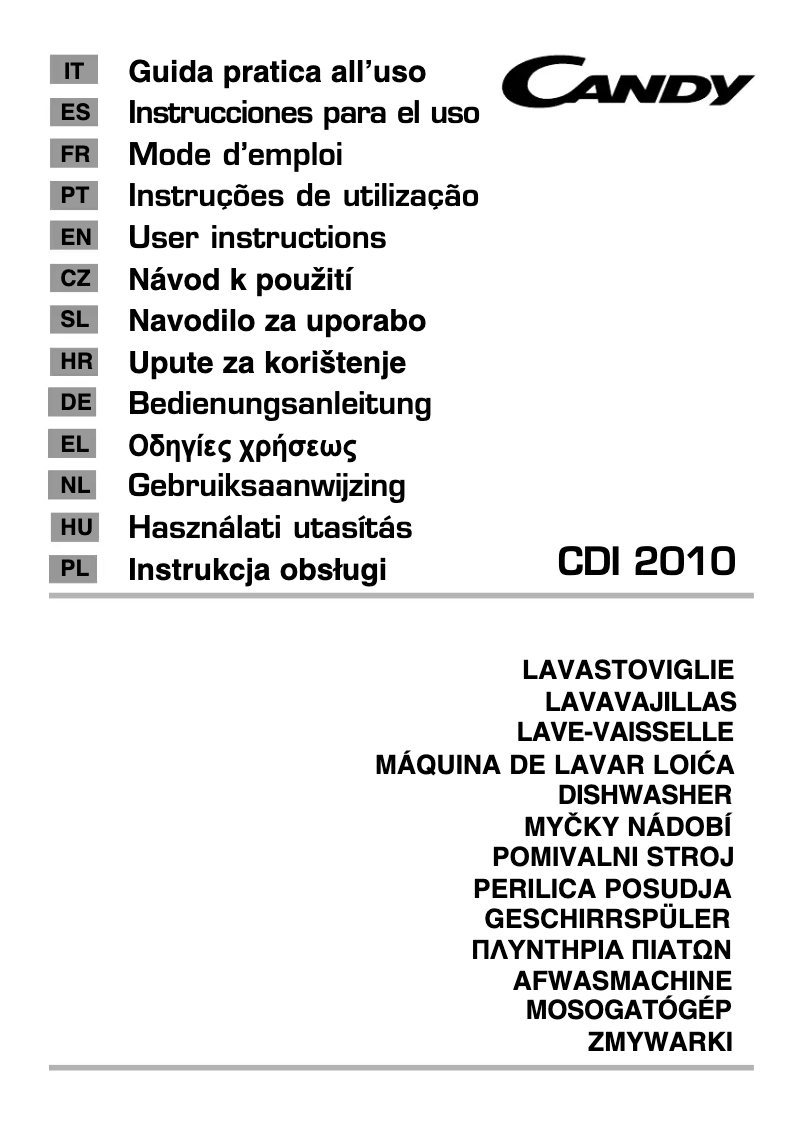 Page 1 de la notice Manuel utilisateur Candy CDI 2010/E-S