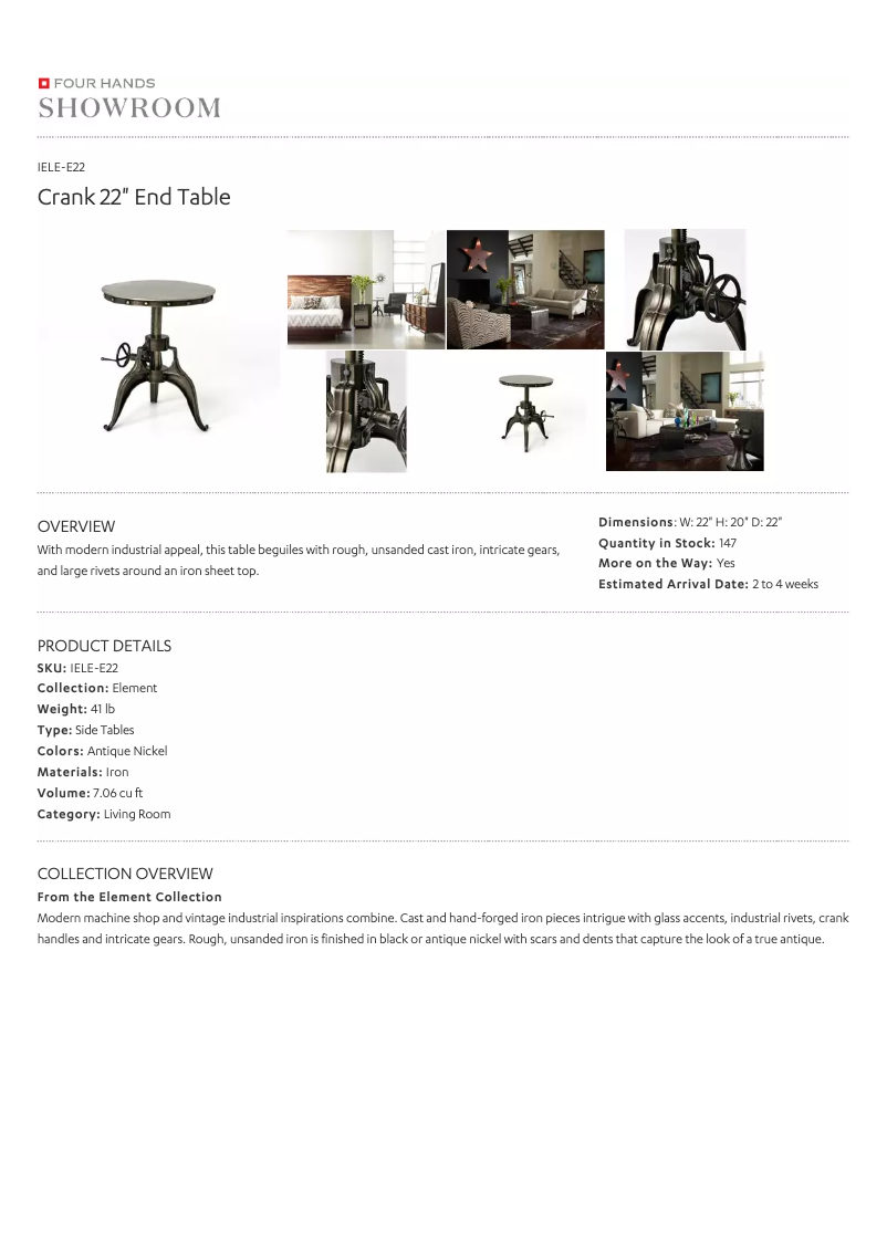 Page 1 de la notice Manuel utilisateur Four Hands IELE-E22