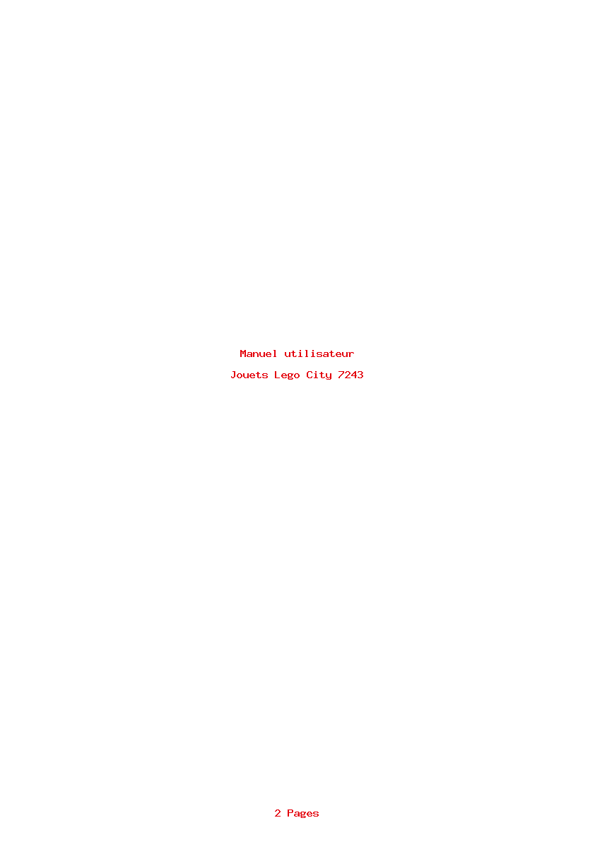 Page 1 de la notice Manuel utilisateur Lego City 7243