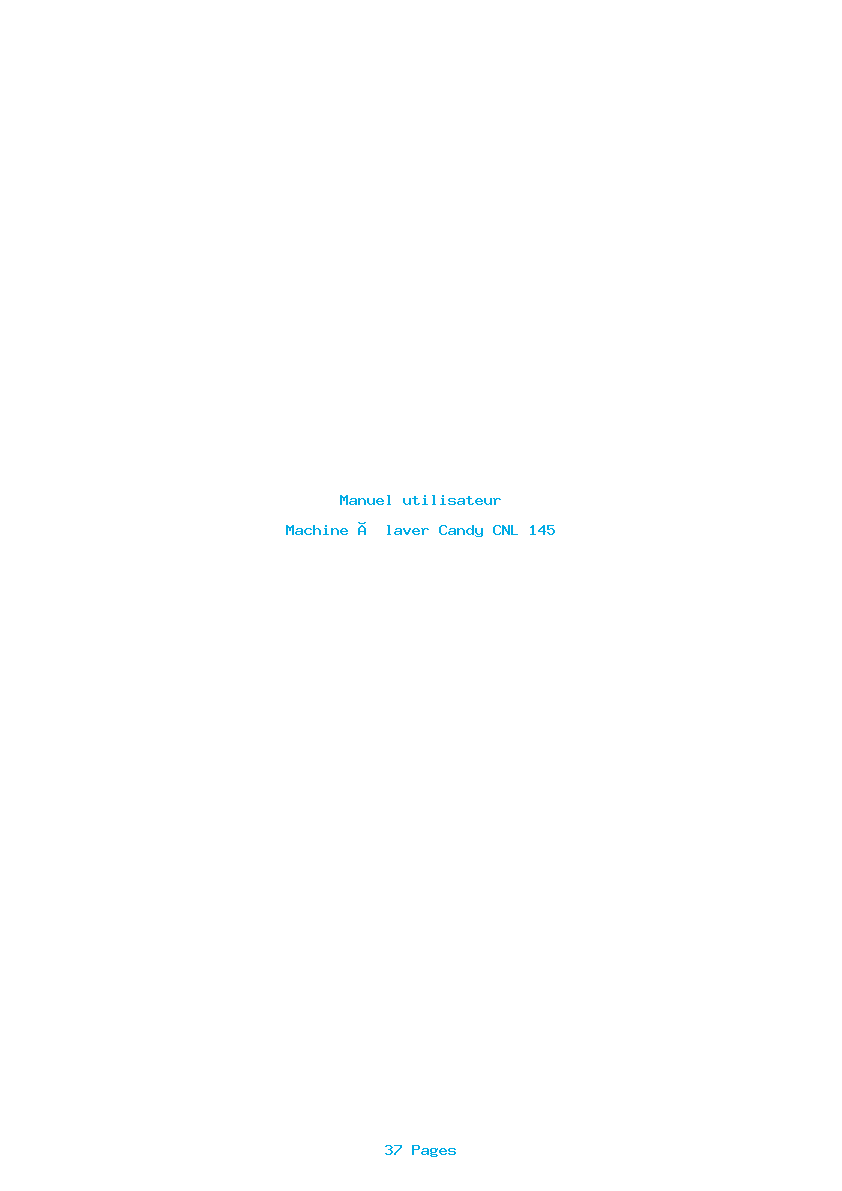 Page 1 de la notice Manuel utilisateur Candy CNL 145