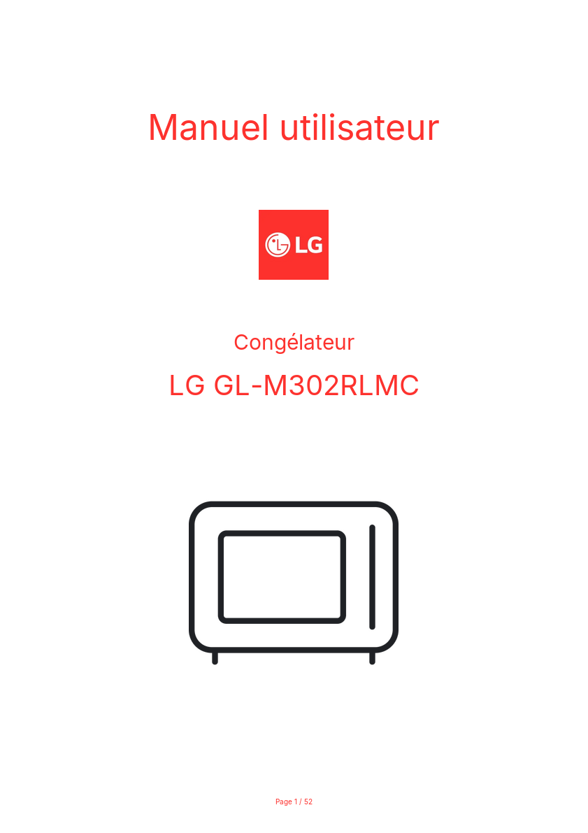 Page 1 de la notice Manuel utilisateur LG GL-M302RLMC