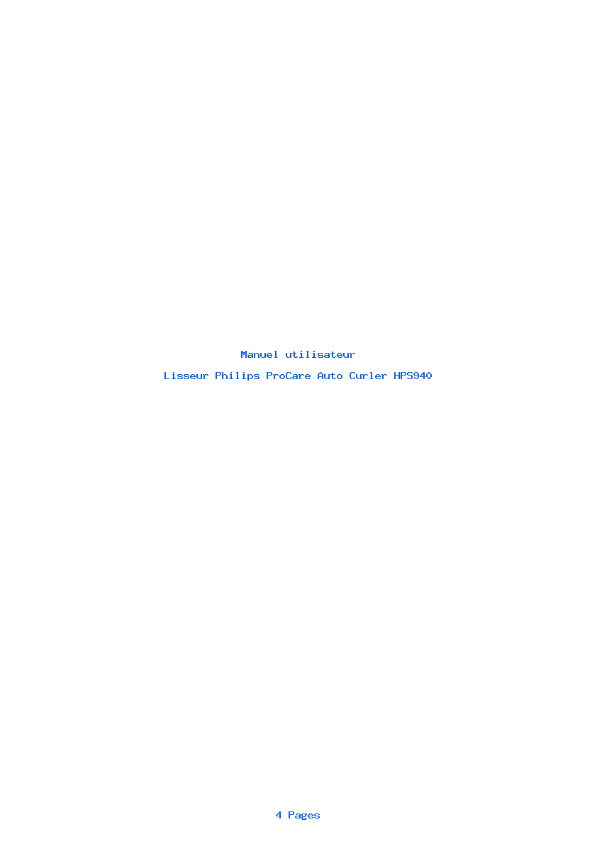 Page 1 de la notice Manuel utilisateur Philips ProCare Auto Curler HPS940
