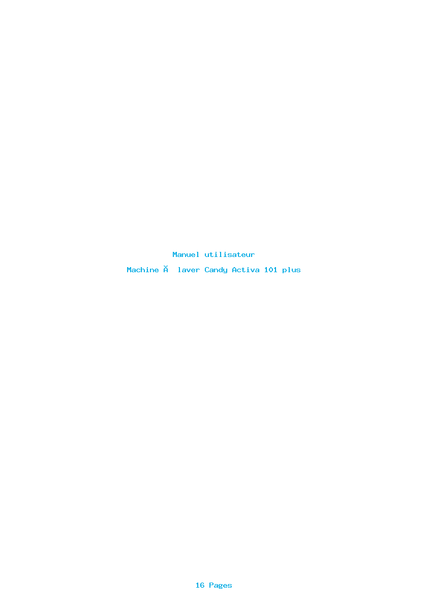 Page 1 de la notice Manuel utilisateur Candy Activa 101 plus