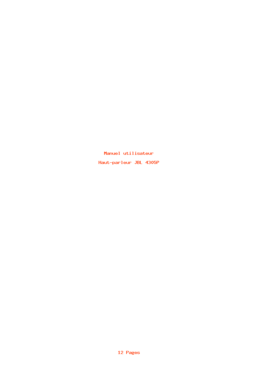 Page 1 de la notice Manuel utilisateur JBL 4305P