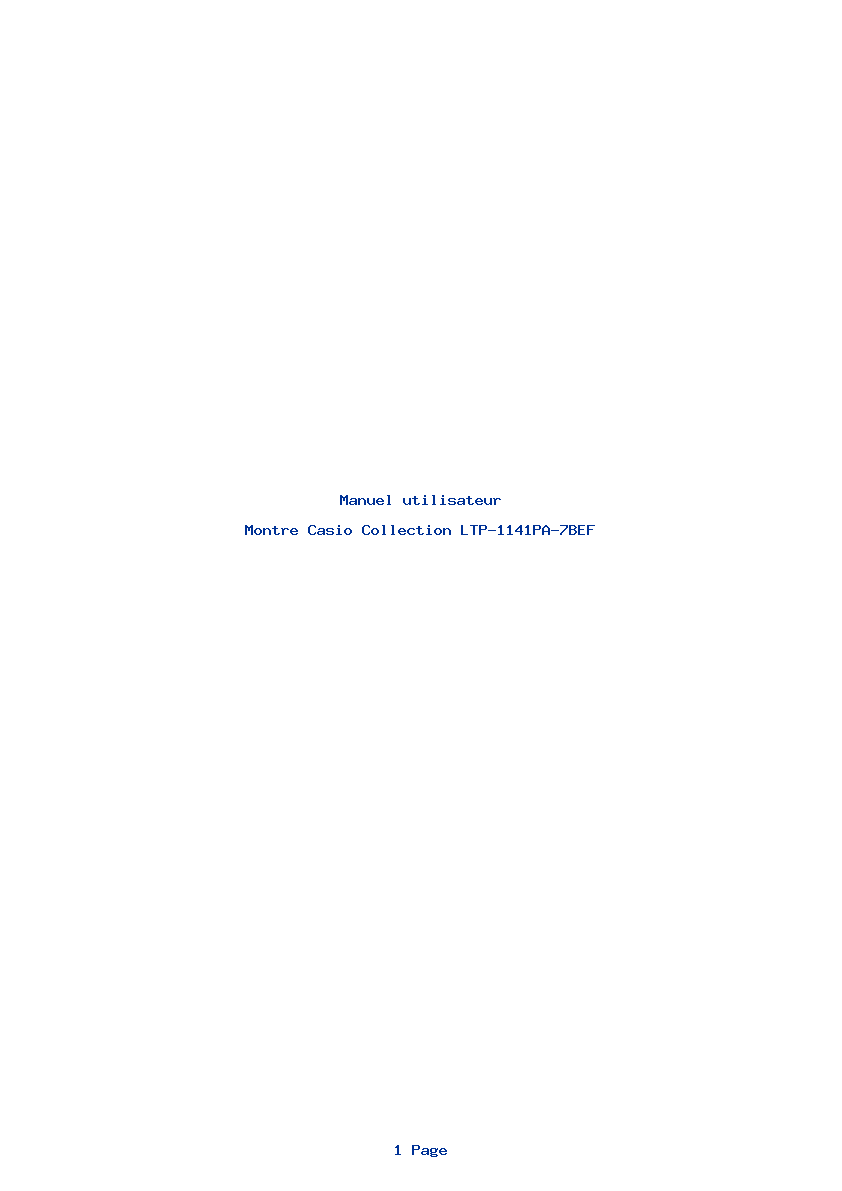Page 1 de la notice Manuel utilisateur Casio Collection LTP-1141PA-7BEF