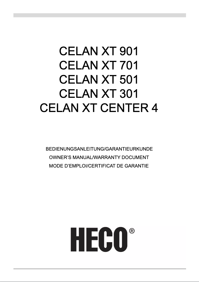 Page 1 of the manual User Manual Heco Celan XT 301