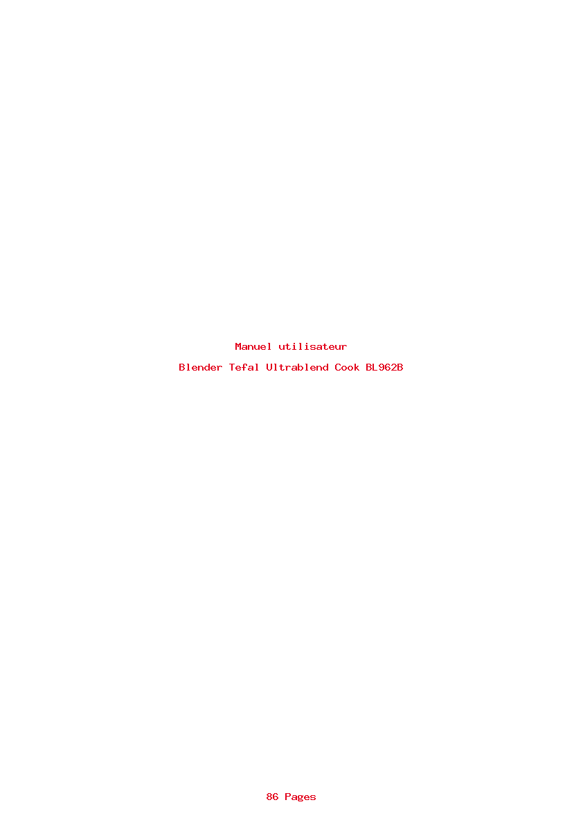 Page 1 de la notice Manuel utilisateur Tefal Ultrablend Cook BL962B