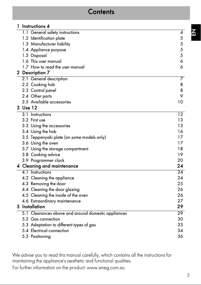 Page 1 de la notice Manuel utilisateur Smeg C9GMBA1