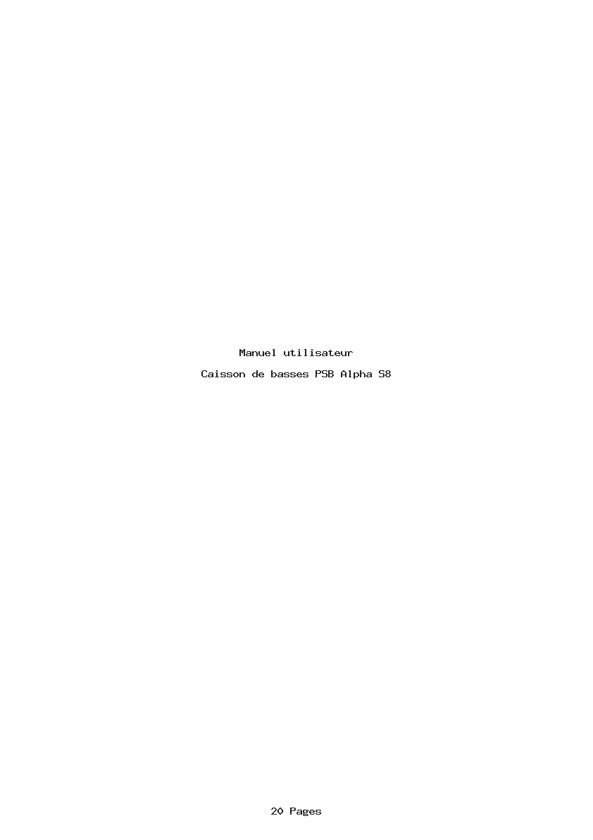Page 1 de la notice Manuel utilisateur PSB Alpha S8