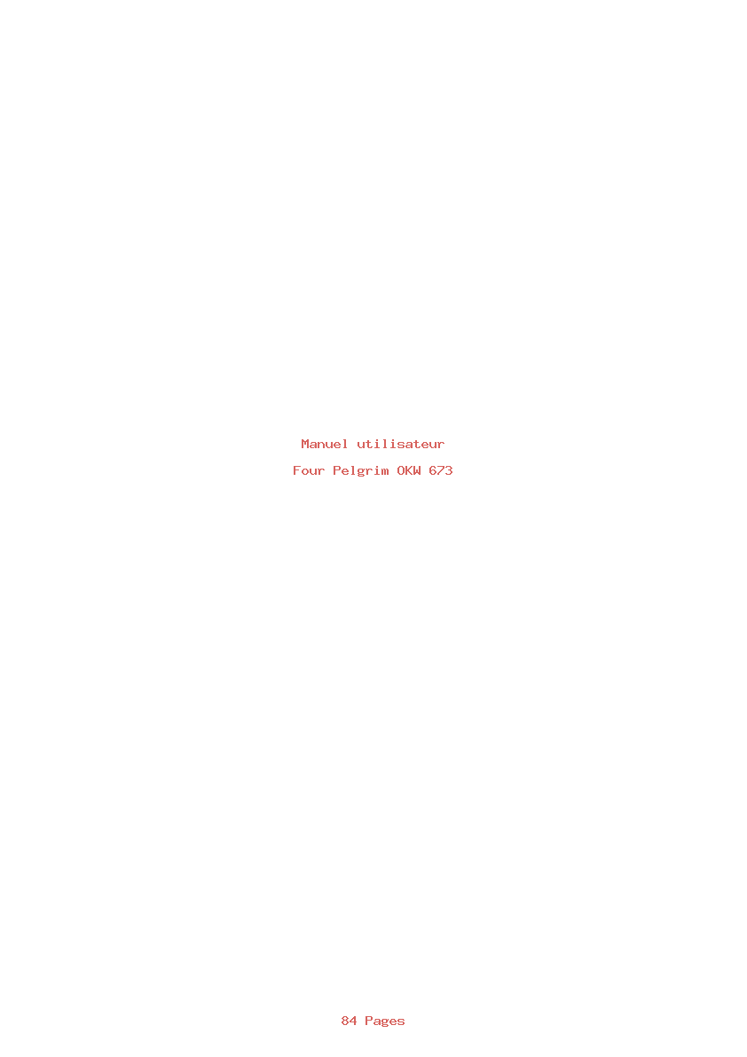 Page 1 de la notice Manuel utilisateur Pelgrim OKW 673