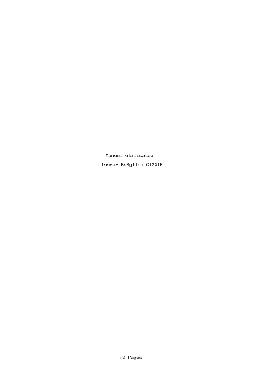 Page 1 de la notice Manuel utilisateur BaByliss C1201E