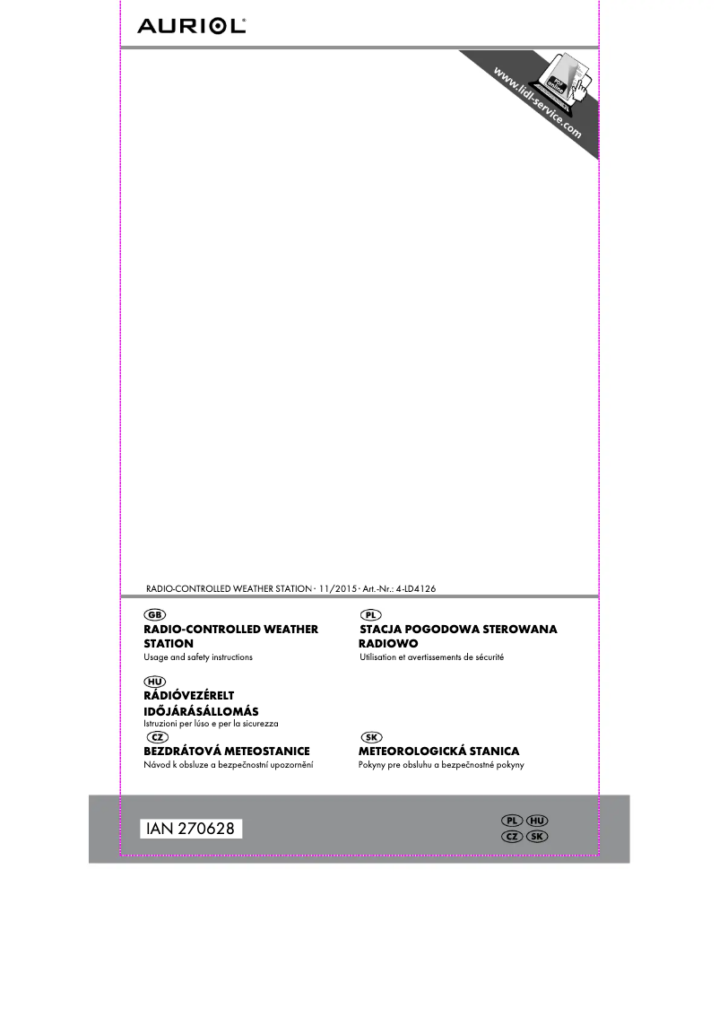 Page 1 de la notice Manuel utilisateur Auriol IAN 270628