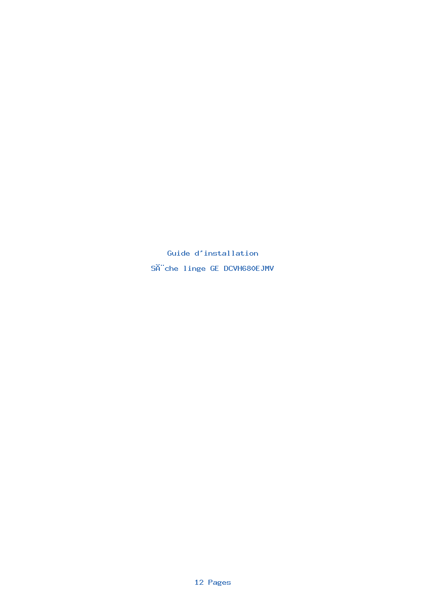Page 1 de la notice Guide d'installation GE DCVH680EJMV