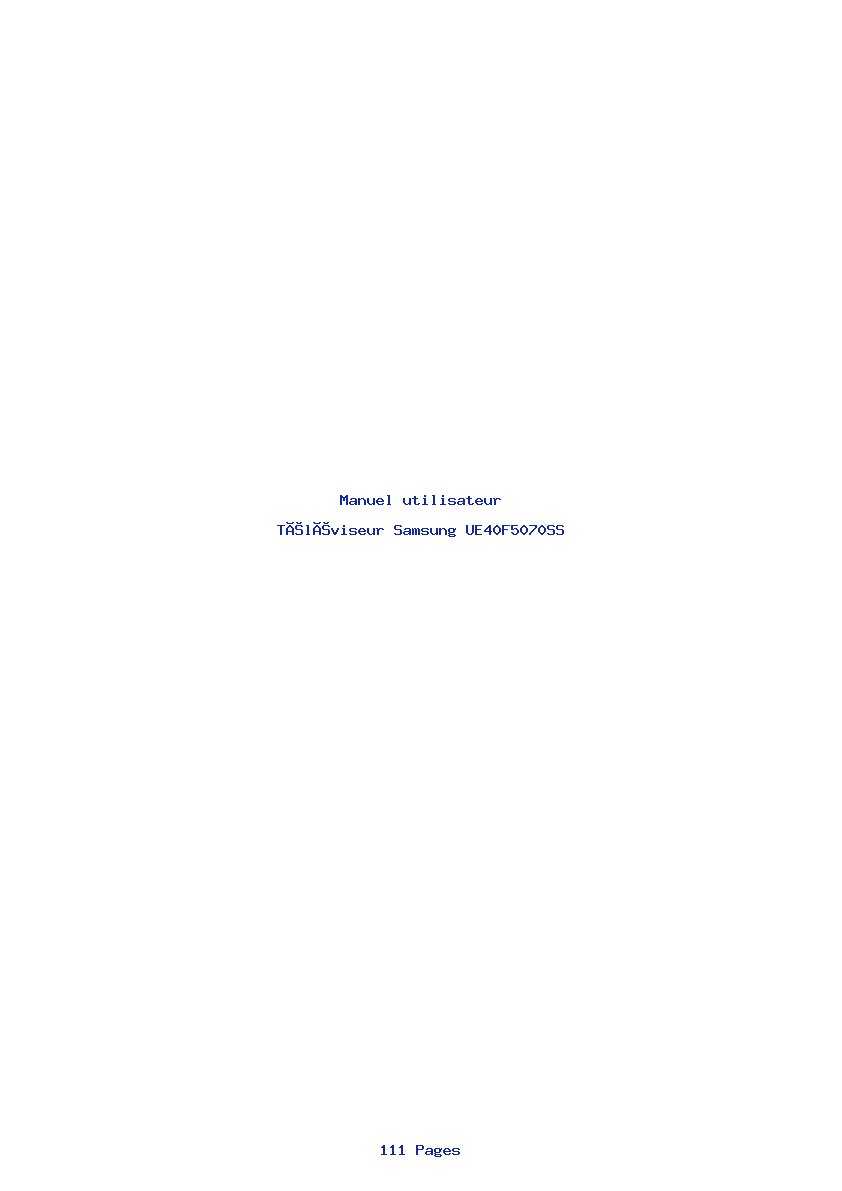 Page 1 de la notice Manuel utilisateur Samsung UE40F5070SS