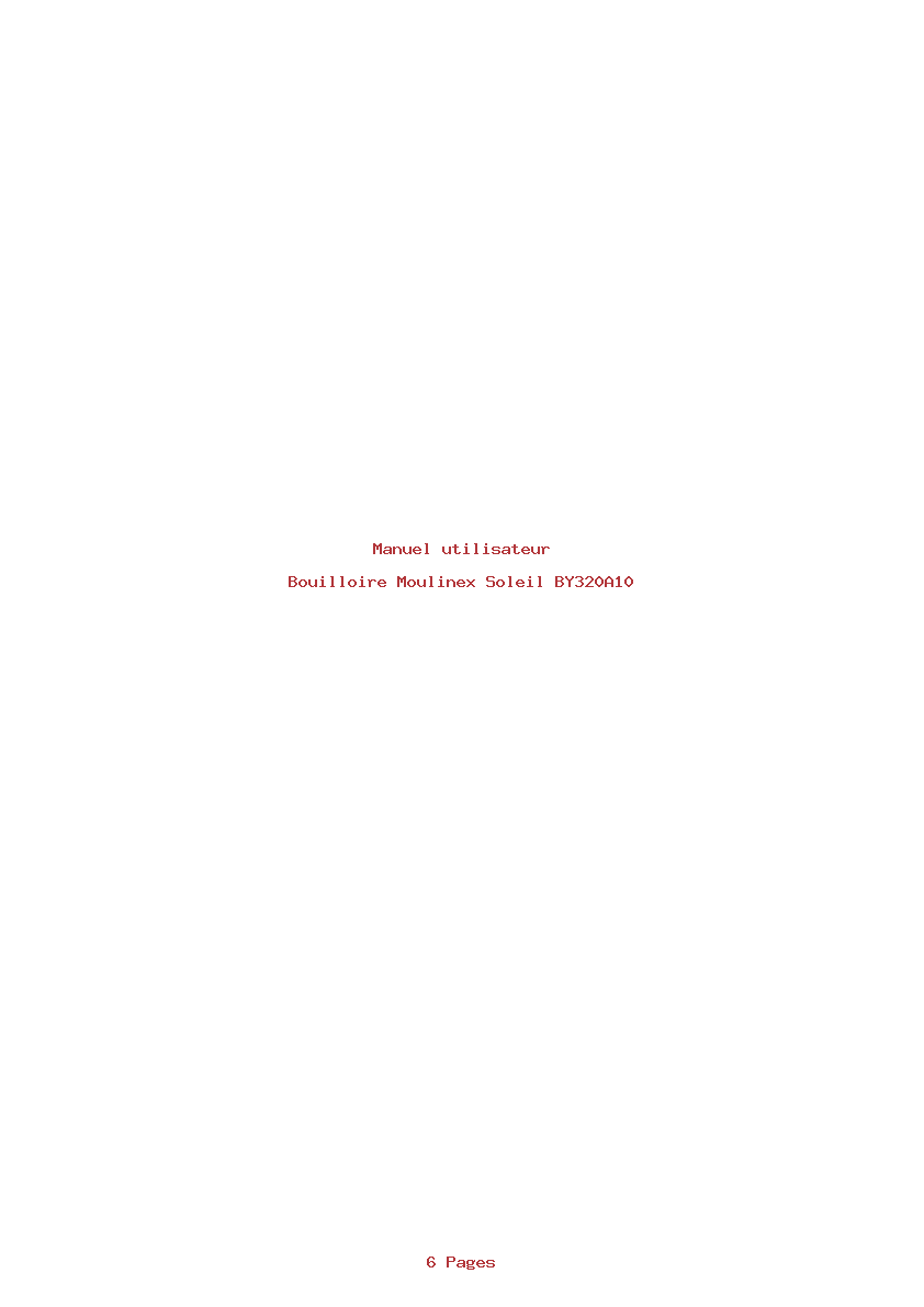 Page 1 de la notice Manuel utilisateur Moulinex Soleil BY320A10