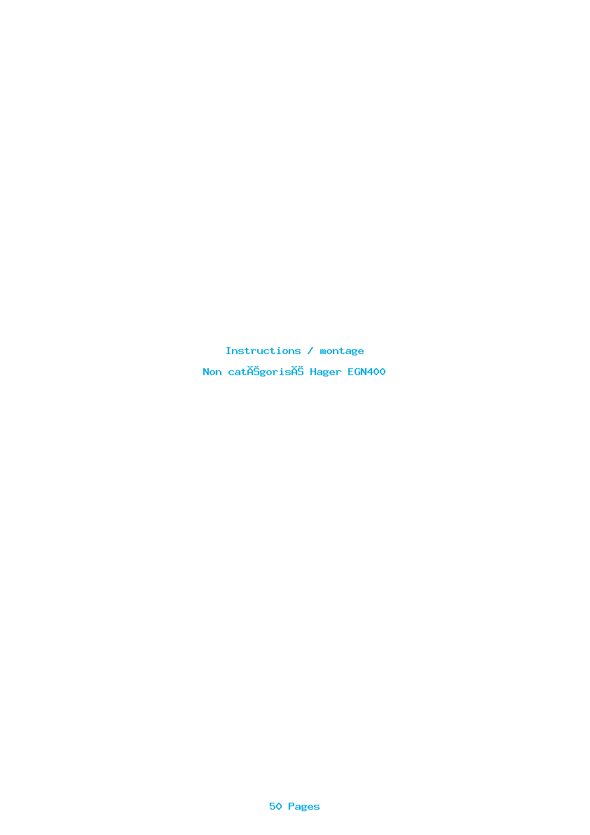 Page 1 de la notice Instructions / montage Hager EGN400