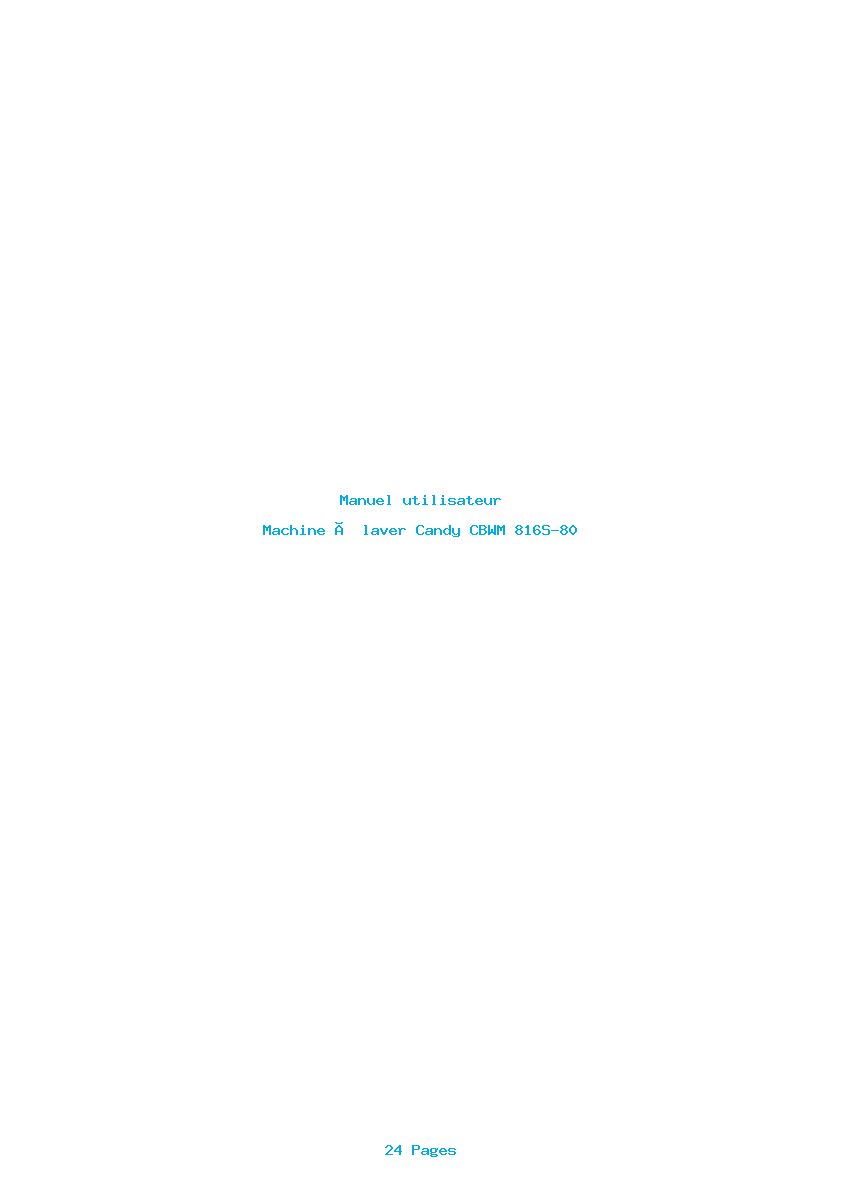 Page 1 de la notice Manuel utilisateur Candy CBWM 816S-80