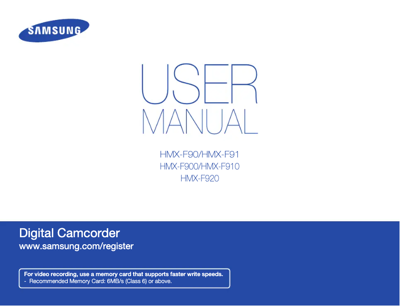 Página 1 del manual Manual de usuario Samsung HMX-F920