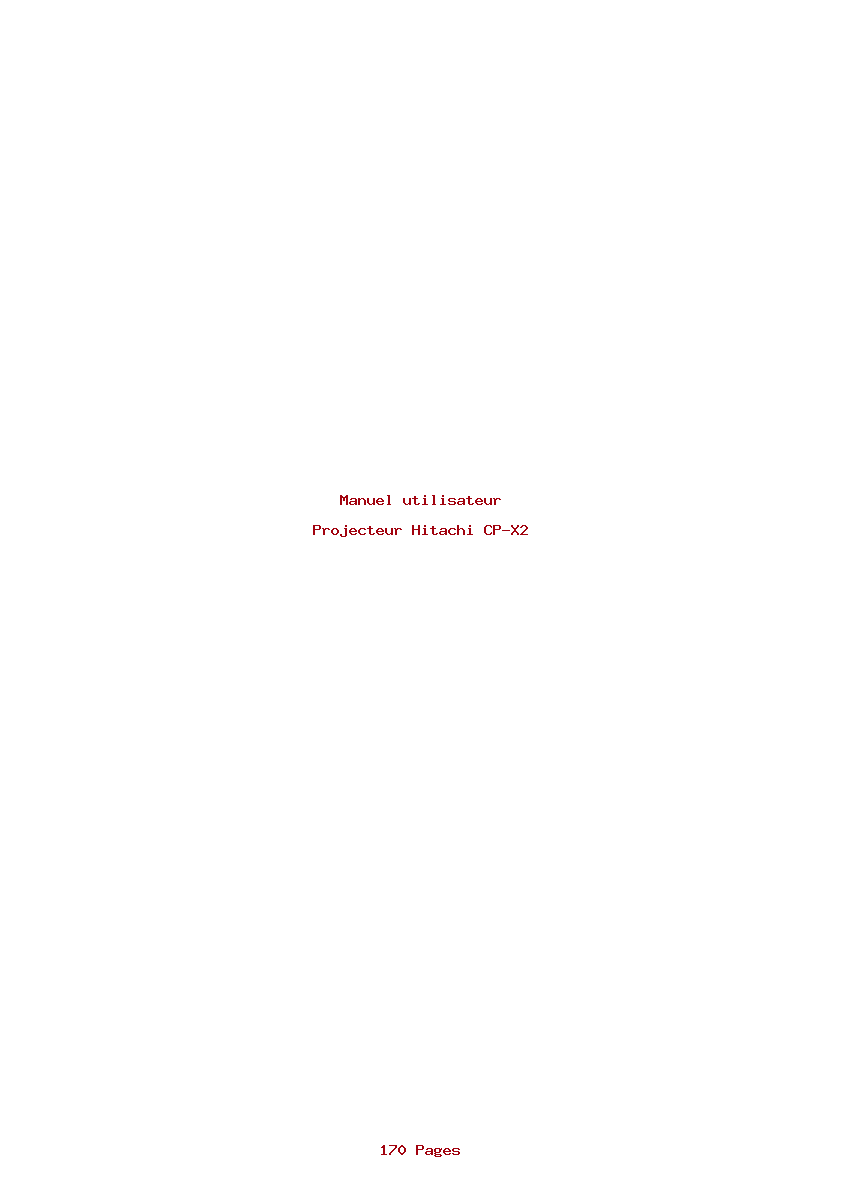 Page 1 de la notice Manuel utilisateur Hitachi CP-X2