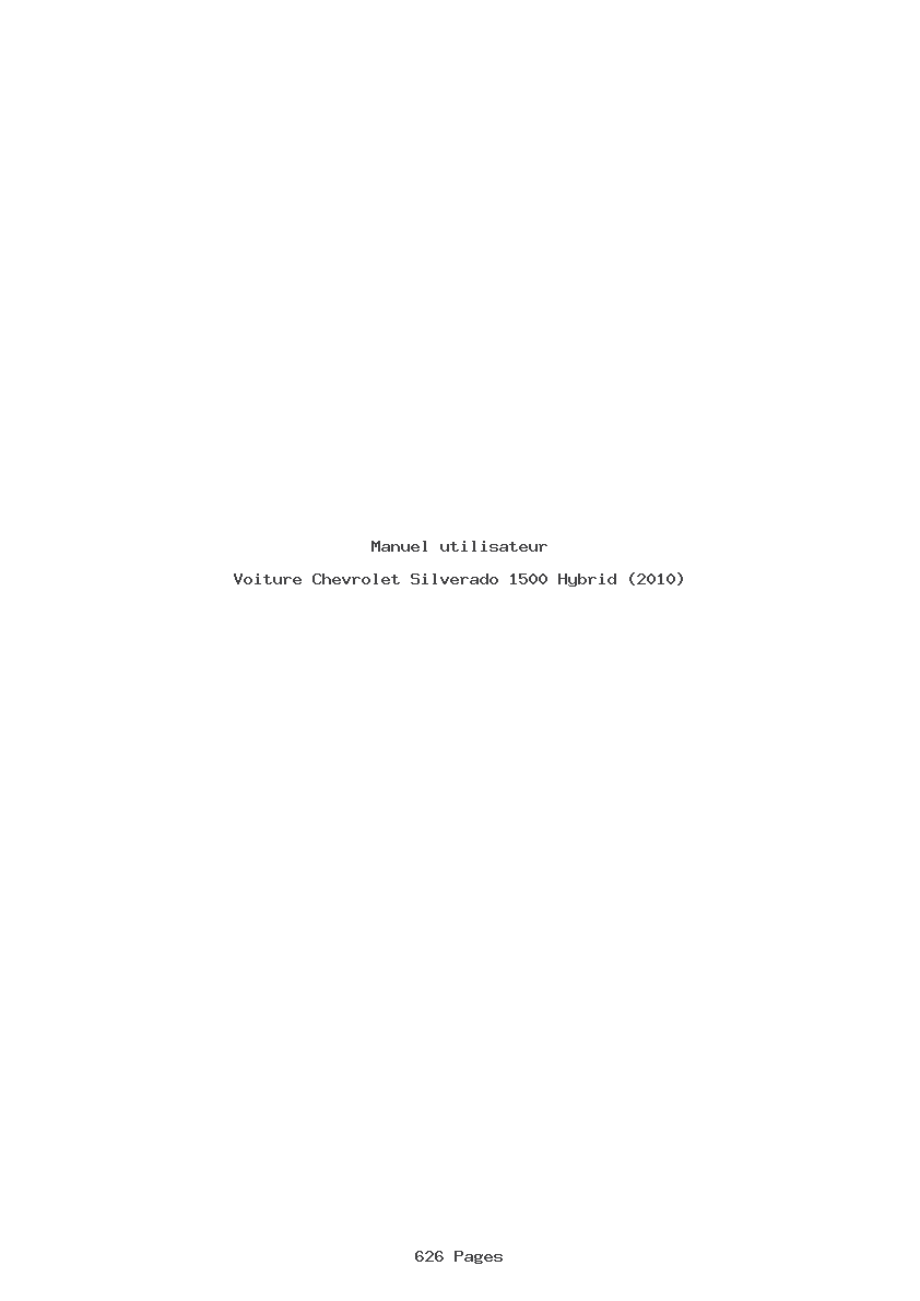 Page 1 de la notice Manuel utilisateur Chevrolet Silverado 1500 Hybrid (2010)