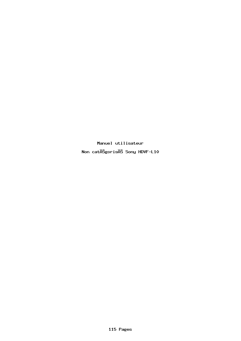 Page 1 de la notice Manuel utilisateur Sony HDVF-L10