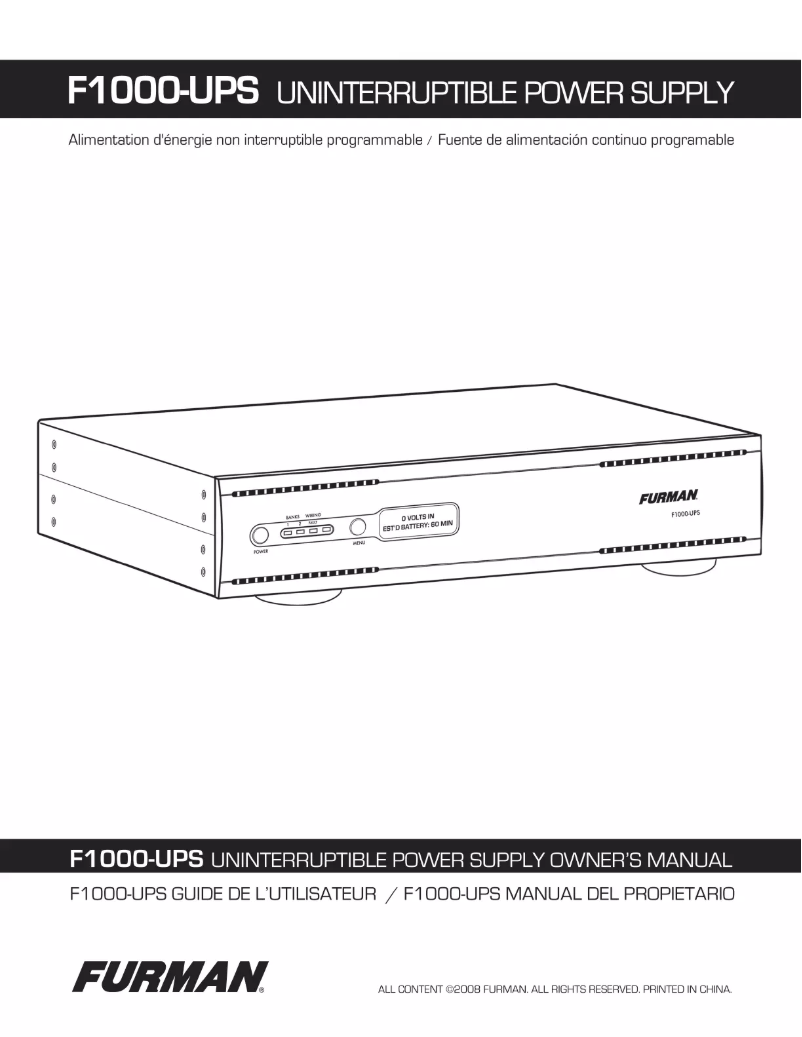 Page 1 de la notice Manuel utilisateur Furman F1000-UPS