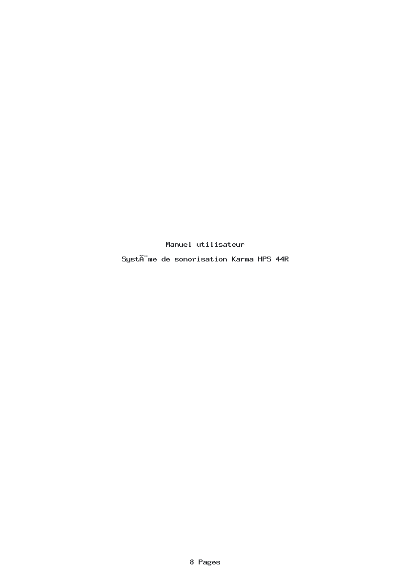 Page 1 de la notice Manuel utilisateur Karma HPS 44R