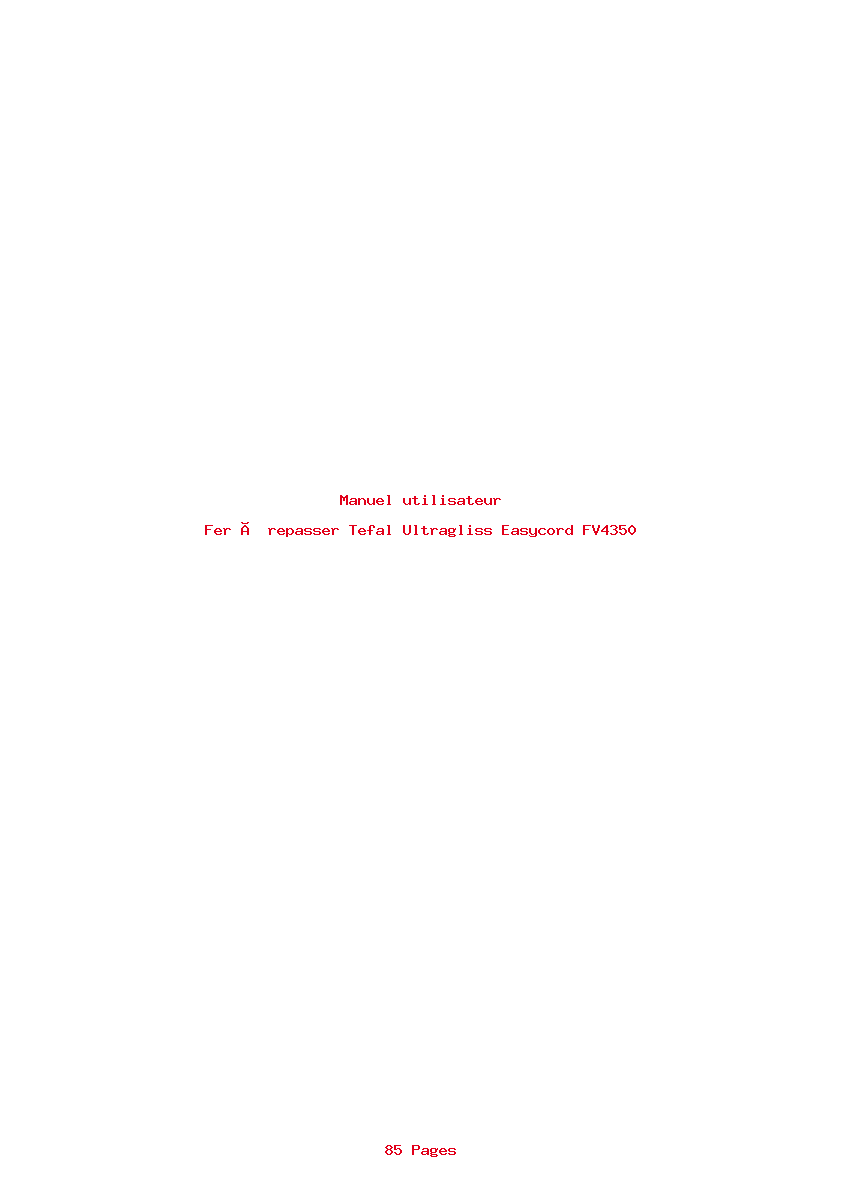 Page 1 de la notice Manuel utilisateur Tefal Ultragliss Easycord FV4350