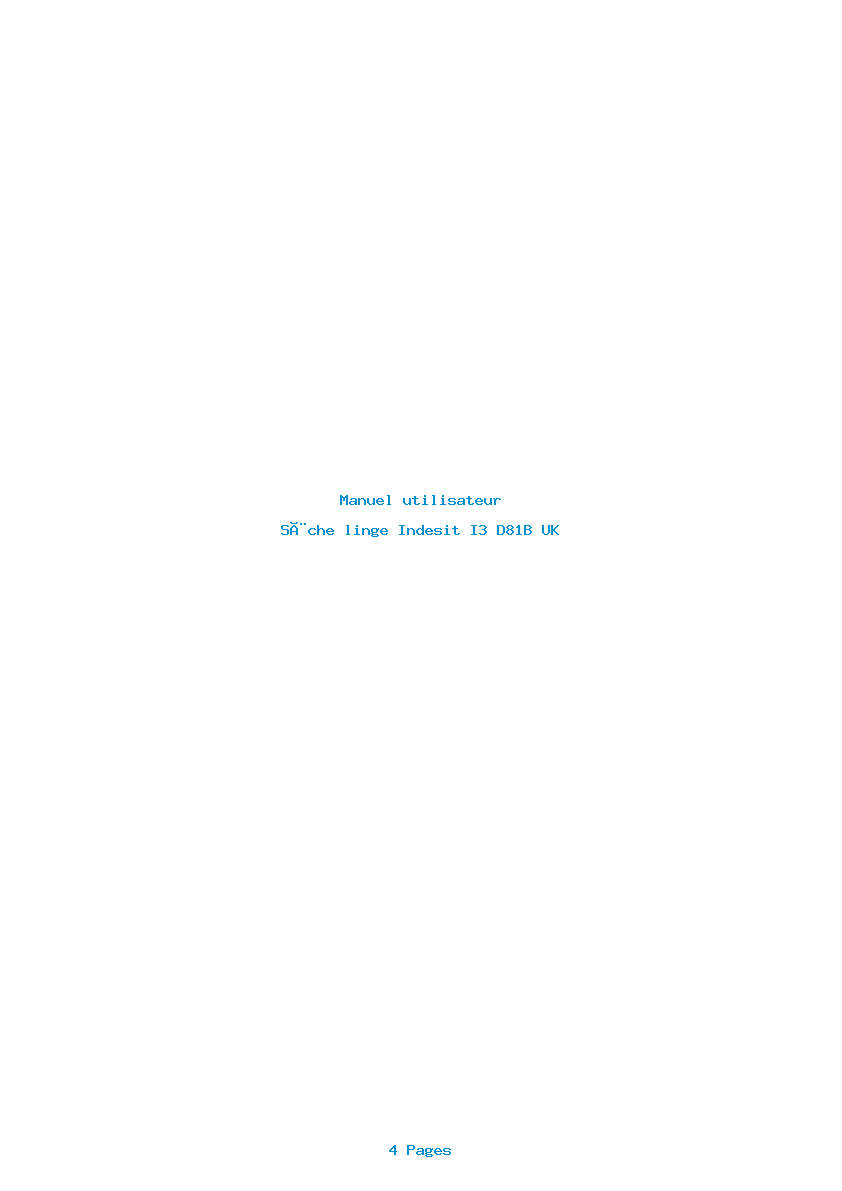 Page 1 de la notice Manuel utilisateur Indesit I3 D81B UK