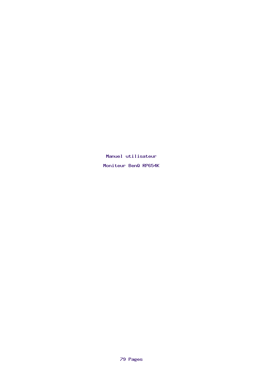 Page 1 de la notice Manuel utilisateur BenQ RP654K