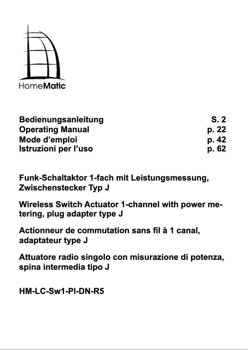 Page 1 of the manual User Manual Homematic IP HM-ES-PMSw1-Pl-DN-R5
